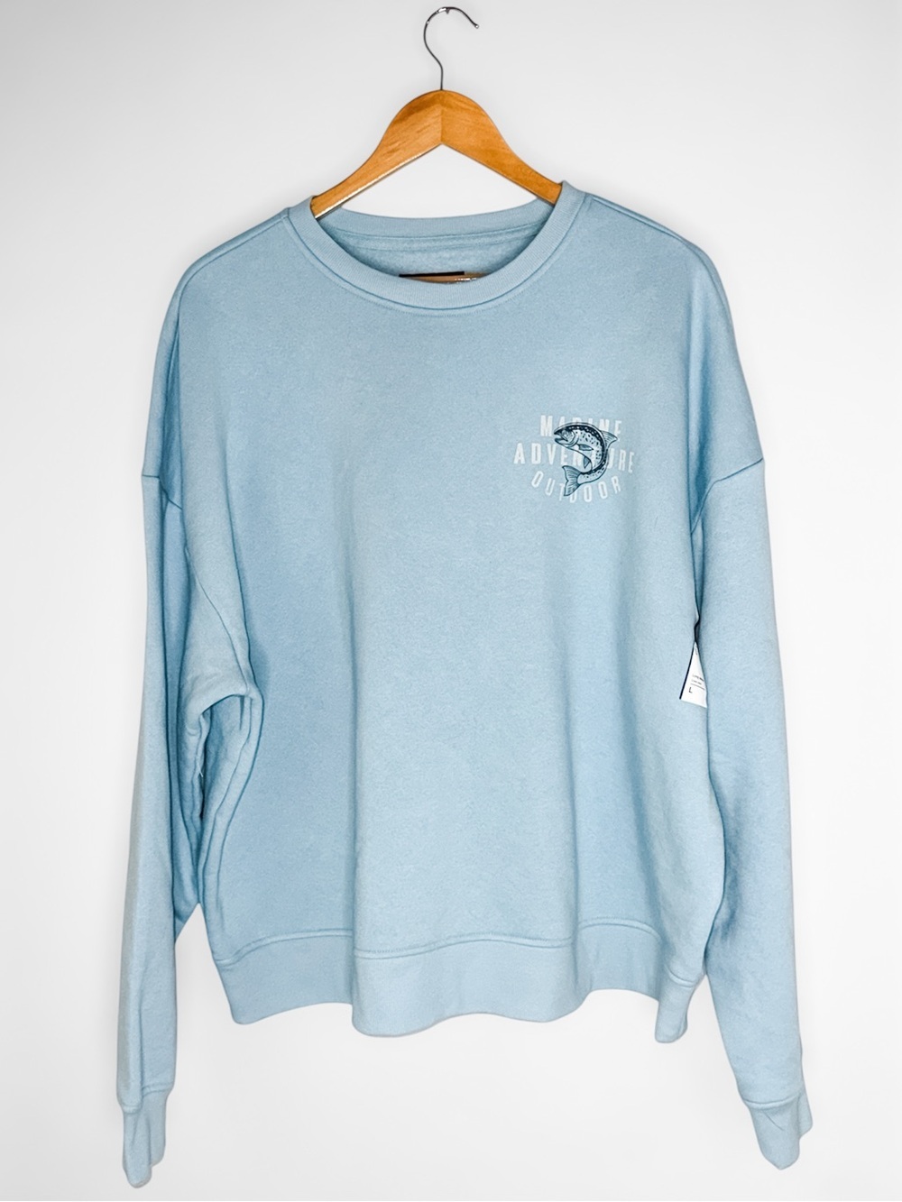 Original Use Light Blue Crewneck Sweatshirt with Adventure Logo Women’s Size L